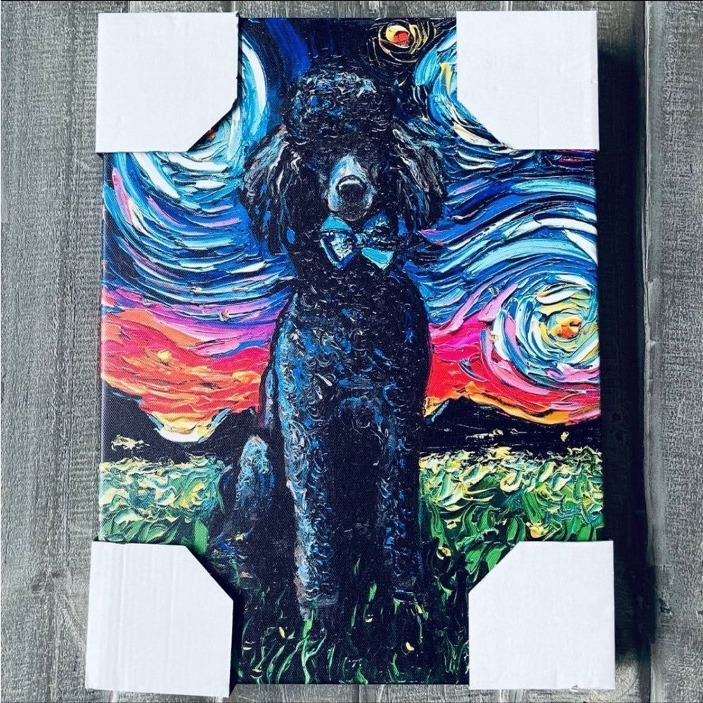Poodle Dog Starry Night Van Gogh Wall Art Painting